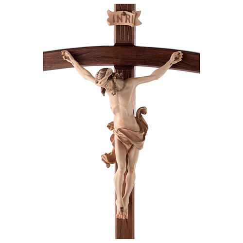 Processional cross in burnished wood with base, Leonardo crucifix and curved cross 2
