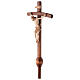 Processional cross in burnished wood with base, Leonardo crucifix and curved cross s3