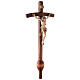 Processional cross in burnished wood with base, Leonardo crucifix and curved cross s4