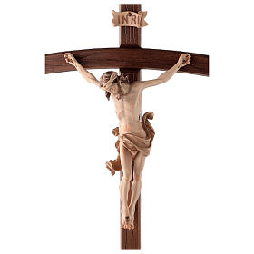 Processional cross in burnished wood with base, Leonardo crucifix and curved cross