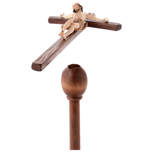 Processional cross in burnished wood with base, Leonardo crucifix and curved cross 5