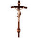 Processional cross in burnished wood with base, Leonardo crucifix and curved cross s1