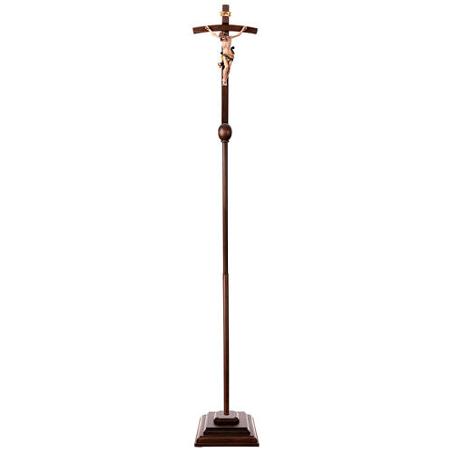 Processional cross with base, painted Leonardo crucifix and curved cross 3