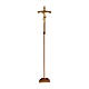 Processional cross in natural wood, Leonardo crucifix and curved cross with pure gold finish s1