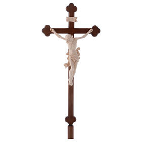 Croce Leonardo astile con base legno naturale croce barocca brunita s1