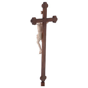 Croce Leonardo astile con base legno naturale croce barocca brunita s7