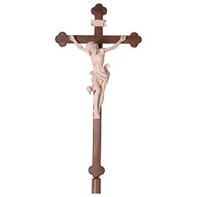 Croce Leonardo astile con base legno naturale croce barocca brunita
