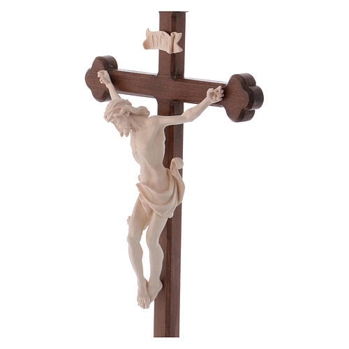 Croce Leonardo astile con base legno naturale croce barocca brunita 2