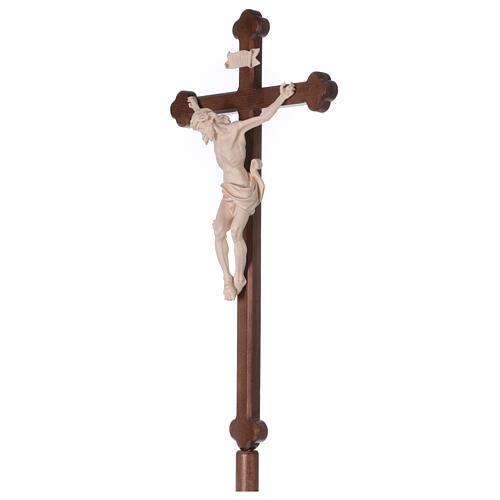 Croce Leonardo astile con base legno naturale croce barocca brunita 3