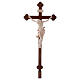 Croce Leonardo astile con base legno naturale croce barocca brunita s1