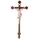 Croce Leonardo astile con base legno naturale croce barocca brunita s1