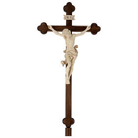 Vortragekreuz, Modell Leonardo, Corpus Christi aus gewachstem Holz, Detail Goldband, Barockkreuz gebeizt