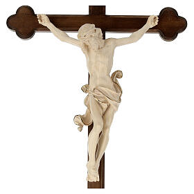 Vortragekreuz, Modell Leonardo, Corpus Christi aus gewachstem Holz, Detail Goldband, Barockkreuz gebeizt