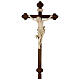 Vortragekreuz, Modell Leonardo, Corpus Christi aus gewachstem Holz, Detail Goldband, Barockkreuz gebeizt s1