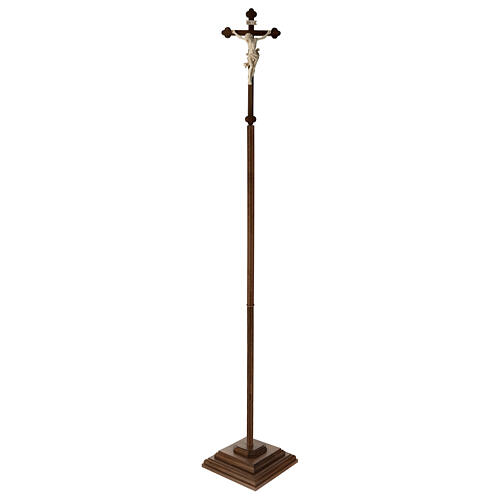 Processional cross in burnished wood, Leonardo crucifix, waxed 3