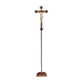 Croix de procession et supports: Croix de procession croix baroque brunie Léonard cire fil or