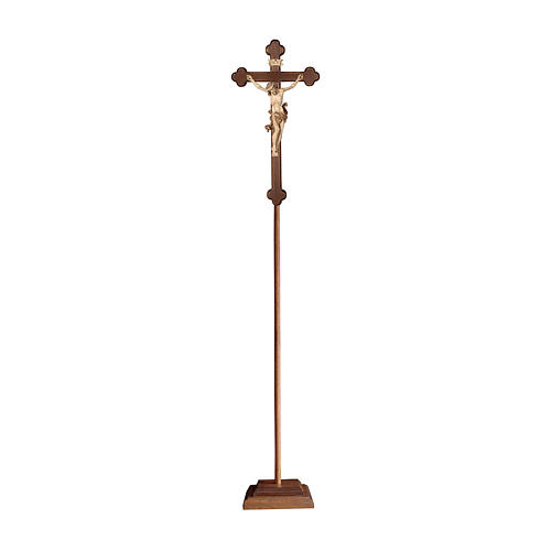 Processional cross in burnished wood, Leonardo crucifix and baroque cross 1