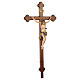 Vortragekreuz, Modell Leonardo, Corpus Christi farbig gefasst, Barockkreuz gebeizt s4