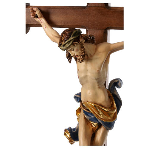 Cruz de Procissão com Base Madeira modelo Leonardo Crucifixo pintado estilo Barroco brunido 2
