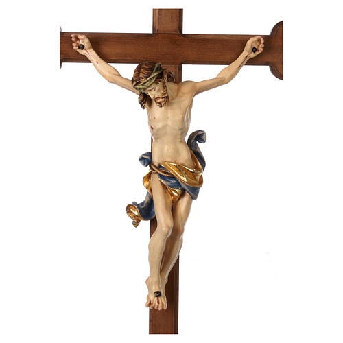 Cruz de Procissão com Base Madeira modelo Leonardo Crucifixo pintado estilo Barroco brunido 5
