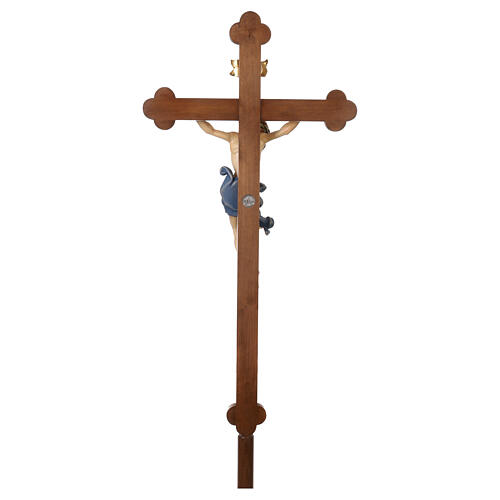 Cruz de Procissão com Base Madeira modelo Leonardo Crucifixo pintado estilo Barroco brunido 11
