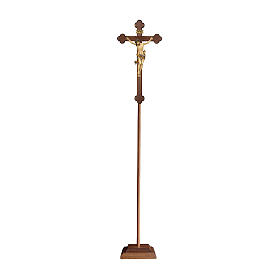 Croix de procession Léonard croix baroque brunie or massif vieilli