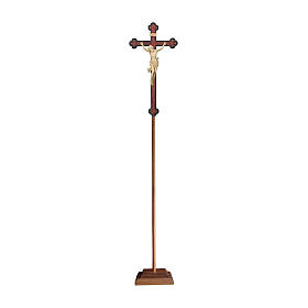 Cruz Leonardo de procesión madera natural cruz barroca antigua