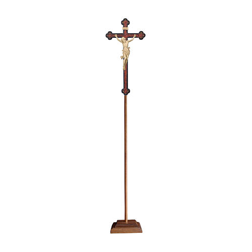 Cruz Leonardo de procesión madera natural cruz barroca antigua 1
