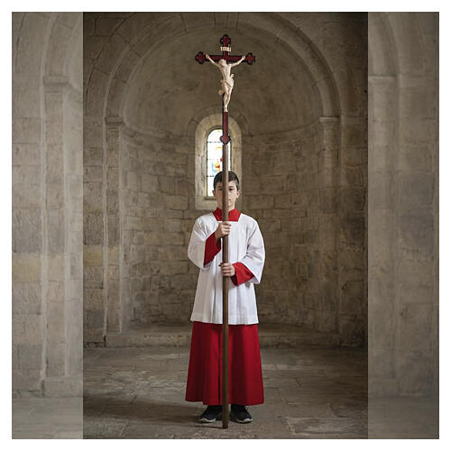 Croix Léonard procession bois naturel croix baroque vieillie 4