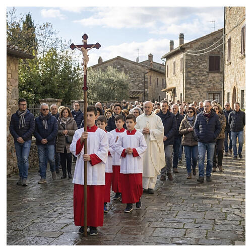 Croce Leonardo processionale legno naturale croce barocca antica 2