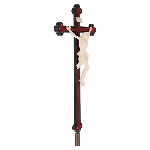 Processional cross in antique baroque style Leonardo model in natural wood 6