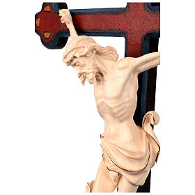 Vortragekreuz, Modell Leonardo, Corpus Christi aus gewachstem Holz, Detail Goldband, Barockkreuz mit Antik-Finish