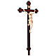 Vortragekreuz, Modell Leonardo, Corpus Christi aus gewachstem Holz, Detail Goldband, Barockkreuz mit Antik-Finish s5