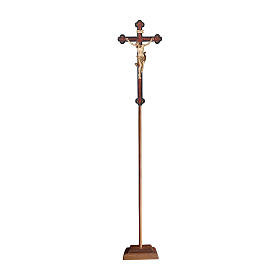 Croix de procession et supports: Croix procession Léonard croix baroque vieillie brunie 3 tons