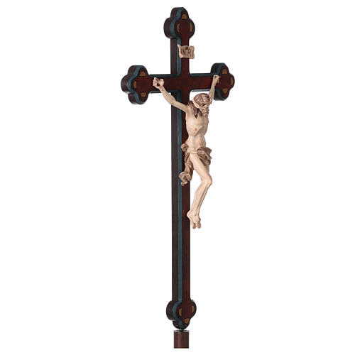 Croix procession Léonard croix baroque vieillie brunie 3 tons 6