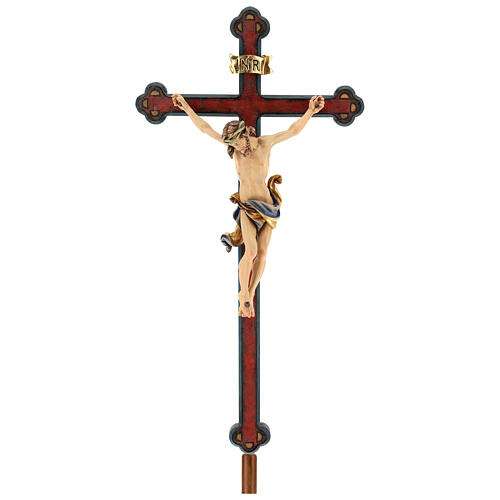 Vortragekreuz, Modell Leonardo, Corpus Christi farbig gefasst, Barockkreuz mit Antik-Finish 1