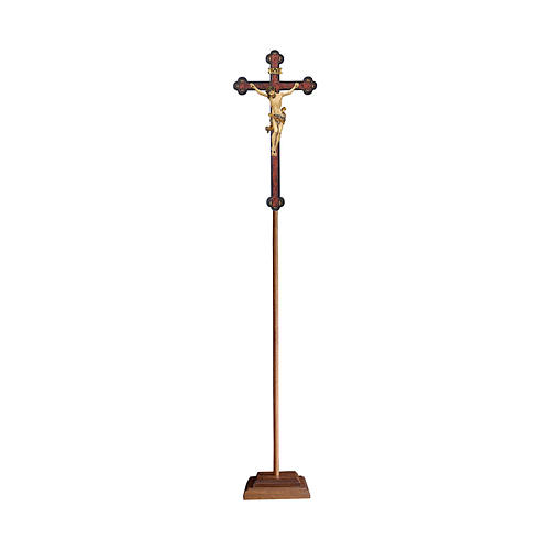 Cruz de Procissão com Base modelo Leonardo Crucifixo estilo Barroco Ouro Antigo 1