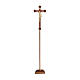 Leonardo processional cross with base in natural wood in baroque style finished in gold s1
