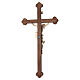 Cruz Leonardo de procesión con base madera natural cruz barroca oro s13