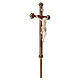 Croce Leonardo astile con base legno naturale croce barocca oro  s8