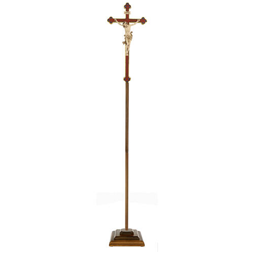 Croix pour procession avec base Léonard croix baroque or brunie 3 tons 2