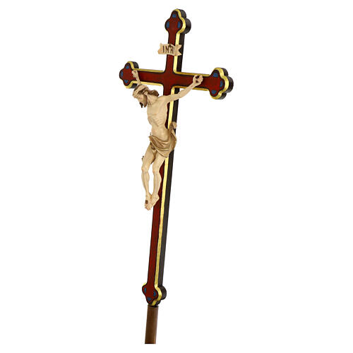 Croix pour procession avec base Léonard croix baroque or brunie 3 tons 3