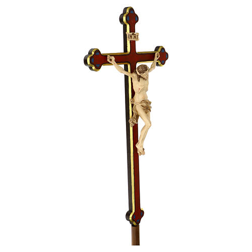 Croix pour procession avec base Léonard croix baroque or brunie 3 tons 4