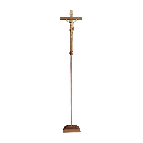 Leonardo processional cross with base in baroque style finished in gold and burnished in 3 colours 1