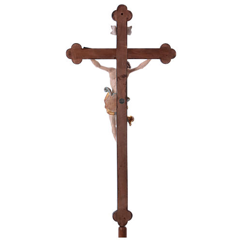 Vortragekreuz mit Basis, Modell Leonardo, Corpus Christi farbig gefasst, Barockkreuz mit Antik-Finish und Goldrand 6