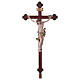 Vortragekreuz mit Basis, Modell Leonardo, Corpus Christi farbig gefasst, Barockkreuz mit Antik-Finish und Goldrand s1