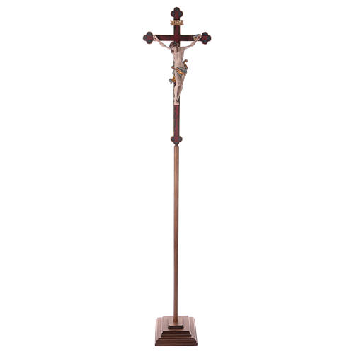 Croix pour procession avec base Léonard colorée croix baroque or 5
