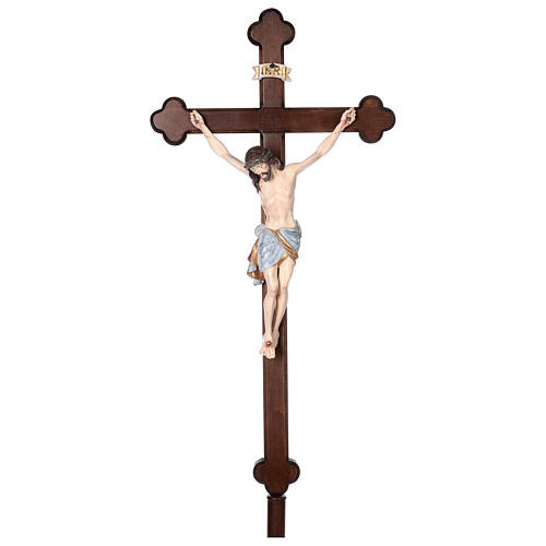 Croix pour procession avec base Léonard croix dorée baroque or massif vieilli 1