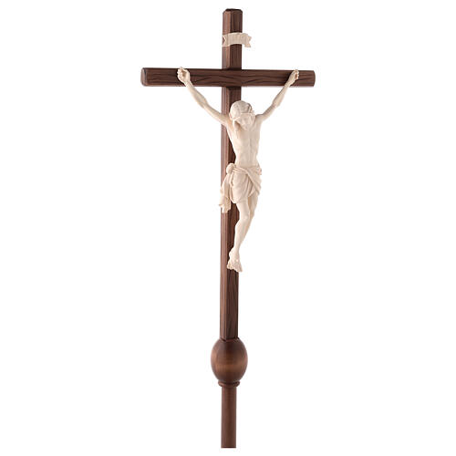 Croix Christ Sienne procession avec base bois naturel 5