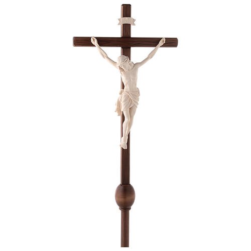 Cruz Cristo Siena procissão com base madeira natural 1